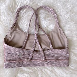 Lululemon Energy sports bra, Pink and gray design, size 4